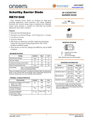 RB751S40T1 数据手册首页