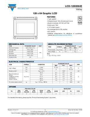 LCD128H064E 数据手册首页