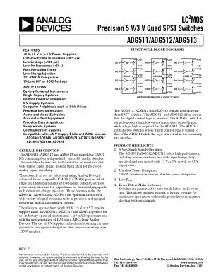ADG511 数据手册首页