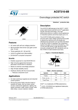 ACST310-8B datasheet cover page