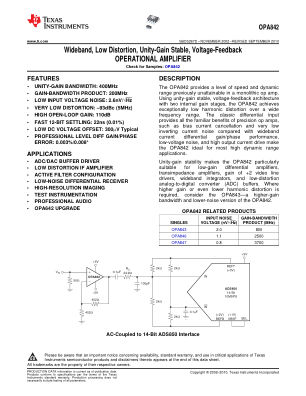 OPA842 datasheet cover page
