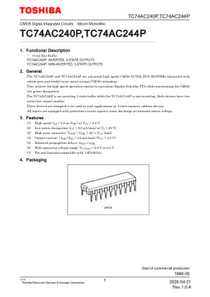 TC74AC240P datasheet cover page