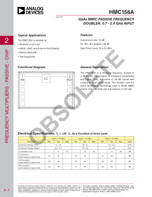 HMC156ACHIPS datasheet cover page