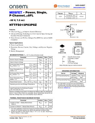 NTTFS015P03P8Z datasheet cover page