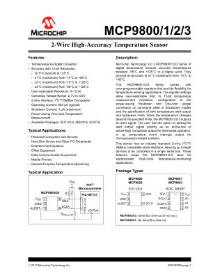MCP9801T-M 数据手册首页