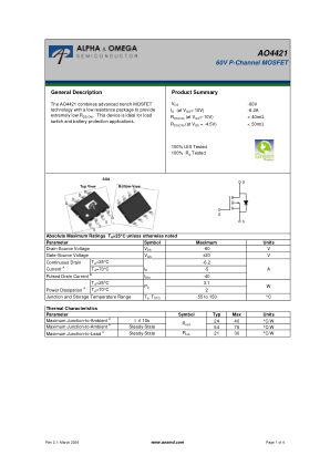 AO4421 datasheet cover page