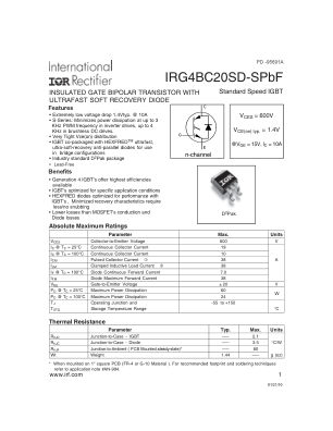 IRG4BC20SD-S 数据手册首页