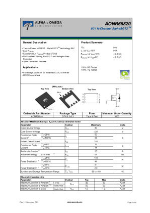 AONR66820 数据手册首页