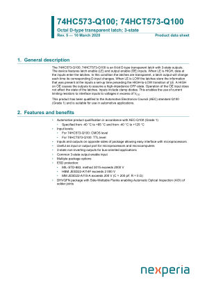 74HC573DB-Q100J datasheet cover page