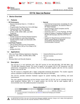 CC113L datasheet cover page