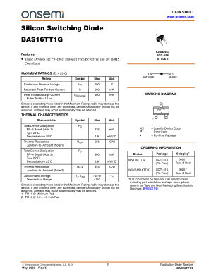 BAS16TT1 数据手册首页