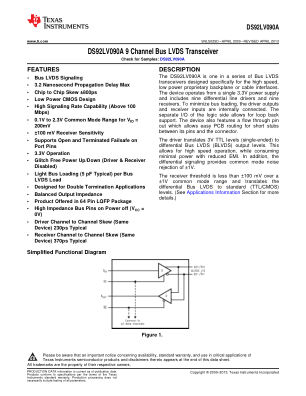 DS92LV090A datasheet cover page