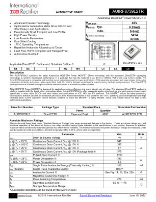 AUIRF8739L2 datasheet cover page