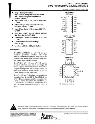 LT1014D 数据手册首页