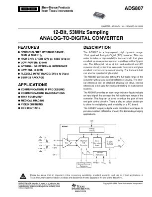 ADS807 datasheet cover page