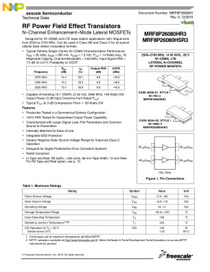 MRF8P26080H datasheet cover page