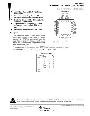 CDCVF111 datasheet cover page