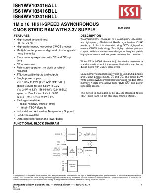 IS61WV102416BLL-10TLI datasheet cover page