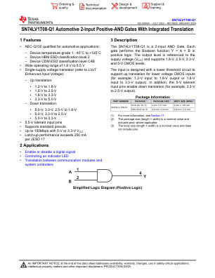 SN74LV1T08-Q1 datasheet cover page