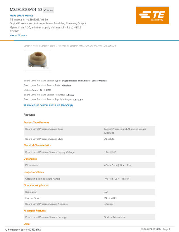 MS580502BA01-50 datasheet cover page
