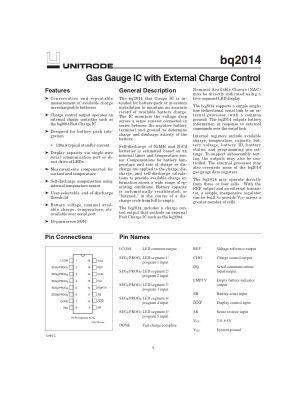BQ2014 datasheet cover page