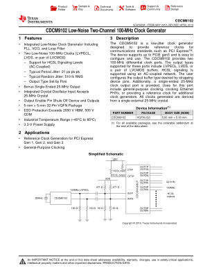 CDCM9102 datasheet cover page