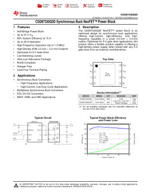 CSD87330Q3D 数据手册首页