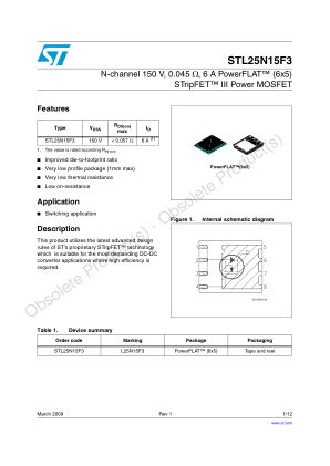 STL25N15F3 datasheet cover page