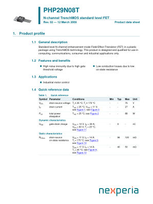 PHP29N08T datasheet cover page