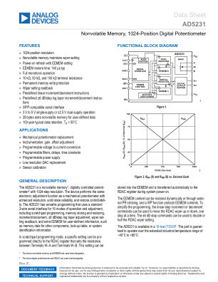 AD5231 datasheet cover page