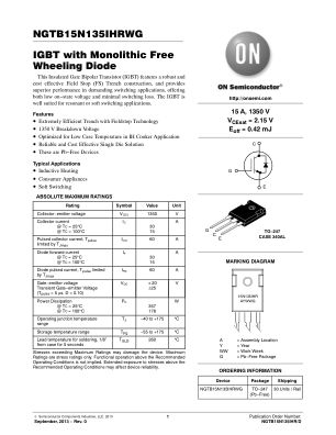 NGTB15N135IHR datasheet cover page
