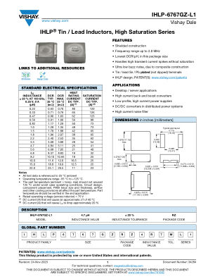 IHLP-6767GZ-L1 datasheet cover page