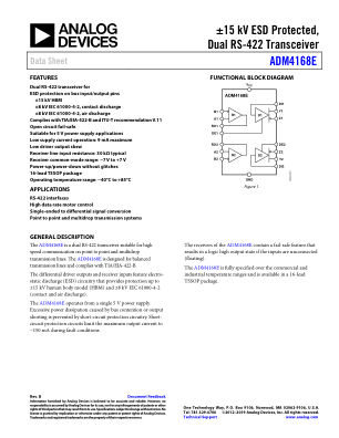 ADM4168E datasheet cover page