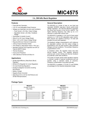 MIC4575-5.0WU 数据手册首页
