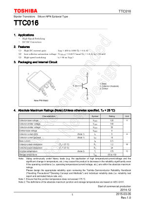 TTC016 datasheet cover page