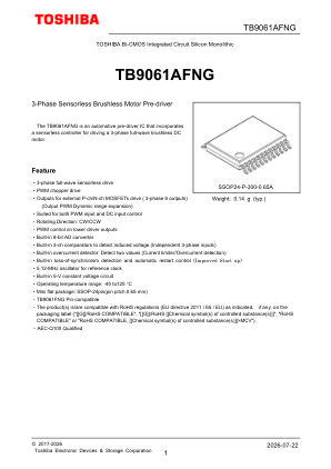 TB9061AFNG 数据手册首页