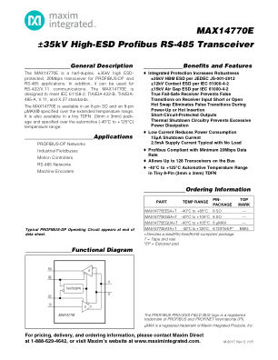 MAX14770E 数据手册首页