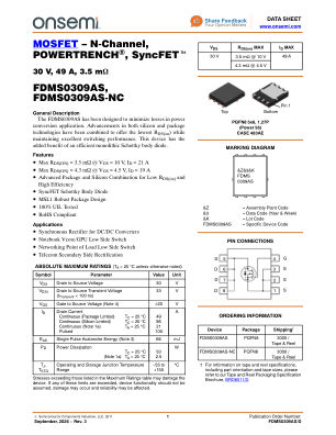 FDMS0309AS datasheet cover page