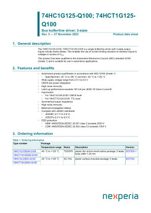 74HC1G125GV-Q100H datasheet cover page