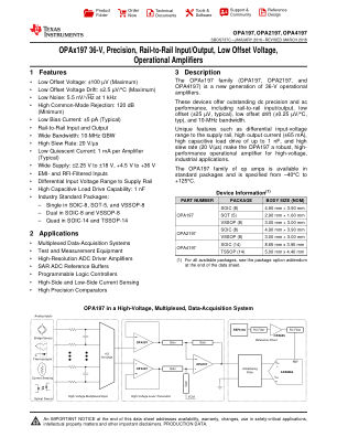 OPA4197 数据手册首页