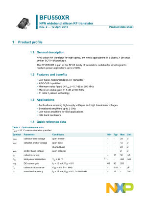 BFU550XR datasheet cover page