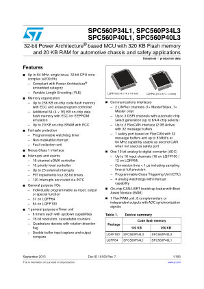 SPC560P40L1 数据手册首页