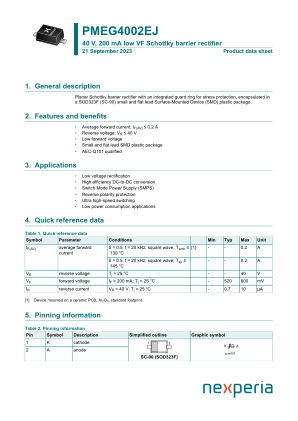 PMEG4002EJ 数据手册首页