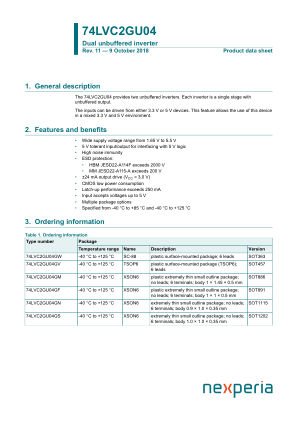 74LVC2GU04GF datasheet cover page