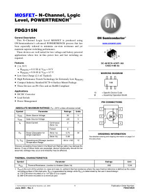 FDG315N datasheet cover page