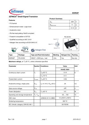 BSR92P 数据手册首页