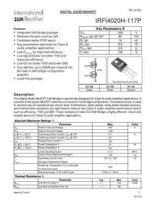 IRFI4020H-117P 数据手册首页