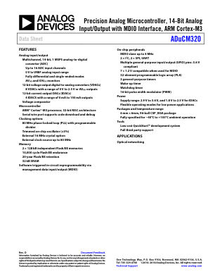 ADUCM320 数据手册首页