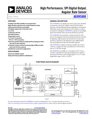 ADXRS800 数据手册首页