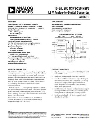AD9601 datasheet cover page